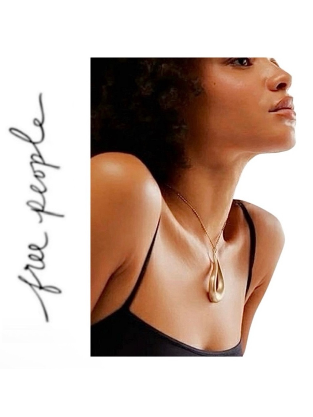 NWT Free People Lala Pendant Necklace in Gold